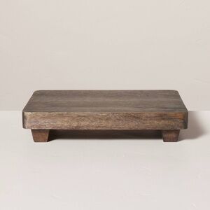 10"x13" Footed Wood Serving Trivet Pickled Black - Hearth & Hand: Table Tray